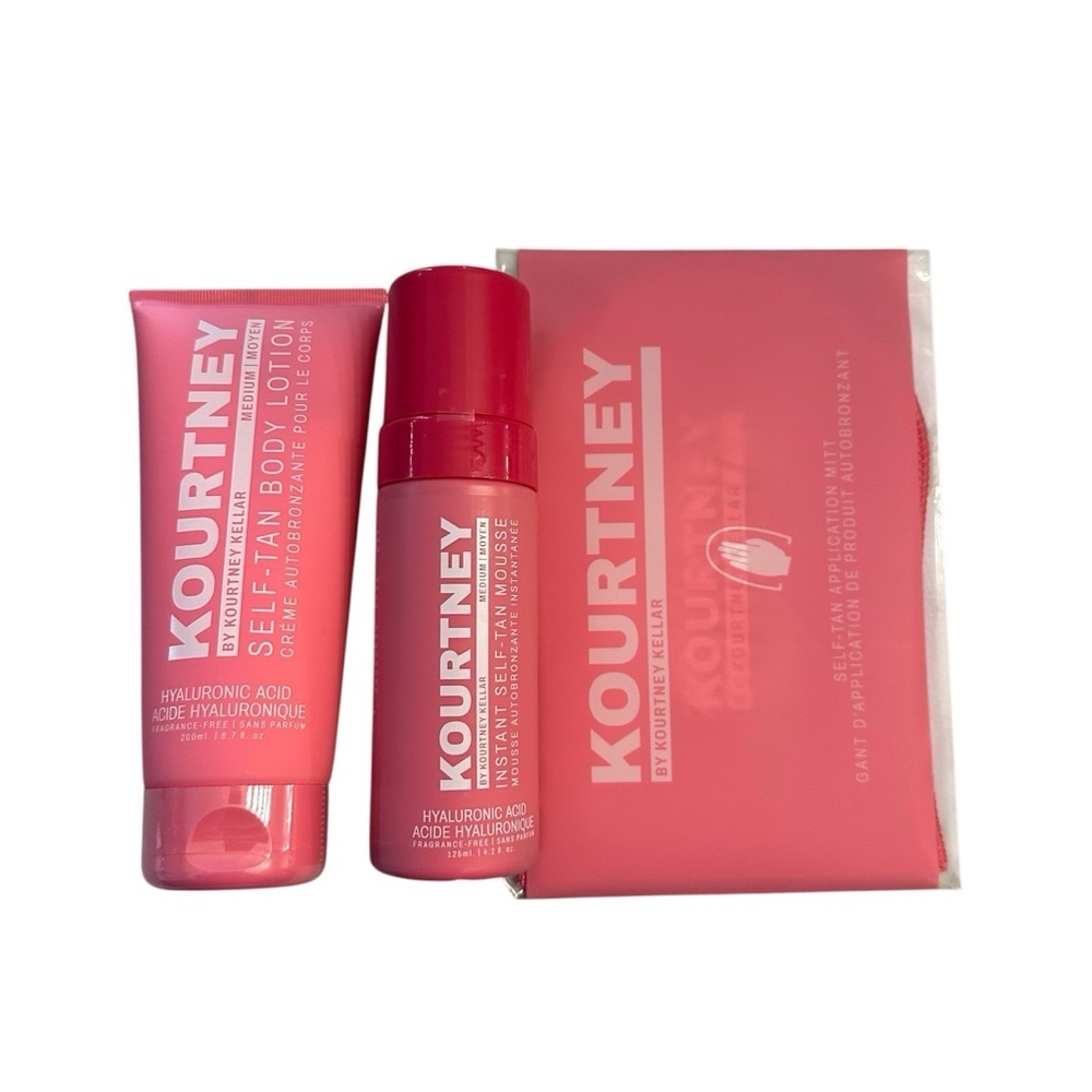 Kourtney Kellar Medium Self-Tan Lotion & Instant Mousse w/ Application Mitt NWT